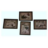 4 Framed Bird & Botanical Art Prints 21x28