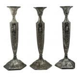 3 Barbour Silver Plate Candlesticks
