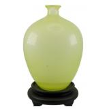 Huge Uranium Vaseline Glass Vase w/ Stand