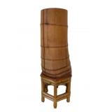 Japanese Ikebana Bamboo Vase on Stand