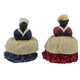 2 Vintage Black Americana Pin Cushions 6"