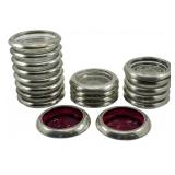 19 Silver Plate & Glass Bottle Coasters