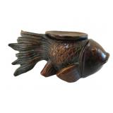 Carved Wood Pedestal Koi Fish 6.5"x15"