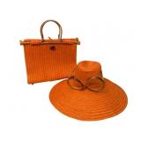 Vtg Matching Straw Hat & Bag by Miller & Rhoads