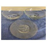 3 Glass Bowls & Platter