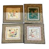 4 Chinese Silk Embroidered Panels