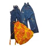 Vintage Denim Overalls & Floral Dress Lot