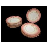 12 Limoges Pink & Gold Plates 8.5"