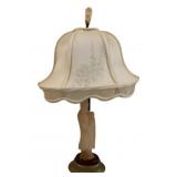 Carved Asian Figural Table Lamp w/ Shade