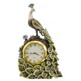 Dept 56 Bejeweled Peacock Clock 4.5"
