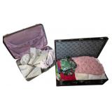 Vintage Trunk & Suitcase Filled w/ Fabrics