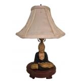 Vtg Cast Iron Buddha Lamp w/ Base 18"