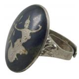 Siam Sterling Silver Ring 0.17oz Adjustable
