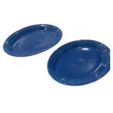 2 Blue Fiesta Oval Serving Trays