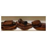 Shelf Lot of Wood Plates & Accessories