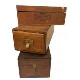 3 Vintage Wooden Boxes 5 x 16 x 7