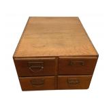 Oak 4 Drawer Wood Filing Box - 9.5 x 16.5 x 13.5