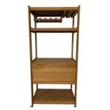 Mid-Century Tall Rolling Wine Bar