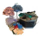 Vintage Hats & Hat Box w/ Accessories