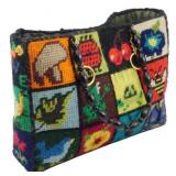 Vintage Needlepoint Nature Sampler Tote