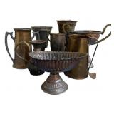 Lot of Assorted Metal Vases & More - 9" Tall