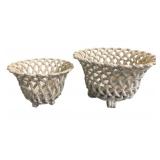 2 French Country Woven Rope Cachepot Baskets