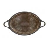 Silver on Copper Serving Tray 24.5"x14.5"