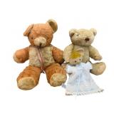 2 Vintage Teddy Bears and 1 Puppet