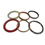 6 Asian Bangles Incl Jade Cloisonne Cinnabar