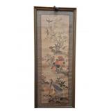 Chinese Silk Painting Birds & Flowers Framed