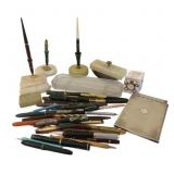 Lot of Desk Items and Vintage Pens