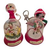 2 Enesco Snow Globes & 2 Annalee Dolls