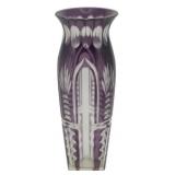Bohemian Amethyst Cut to Clear Crystal Vase