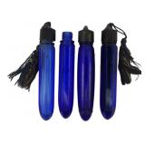 4 Vintage Cobalt Glass Vials