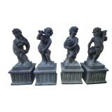 Four Seasons Cast Stone Cherub Statues - 32" Tall