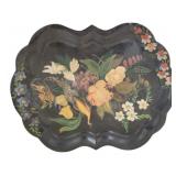 Antique Hand Painted Tole Tray 19.5"x20"