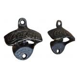 2 Vtg Cast Iron Coca-Cola Wall Mount Openers