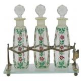 Vintage Painted Perfume Set on Stand 7"x7"x2"