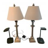 2 Desk Lamps w/ 2 Table Lamps - 23" Tall