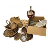 Huge Lot of Assorted Wicker & Woven Baskets