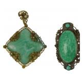 Vintage Peking Glass Pin & Pendant