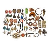 Group Vintage Costume Jewelry Earrings Pins