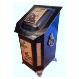 Vtg Chinoiserie Decorated Black Coal Scuttle