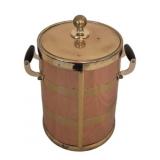 Vtg Copper & Brass Ice Bucket w/ Wood Handles