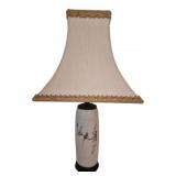 Oriental Ceramic Lamp w/ Bird Motif 32"