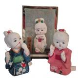 3 Oriental Figurines 8"x5"x4"