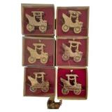 7 Brass Vintage Car Christmas Ornaments