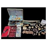 Costume Jewelry Lot w/ Jewelry Box