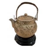 Japanese Ceramic Teapot w/ Wood Base 5"x5"