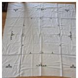 Oriental Embroidered Tablecloth & Napkins 69"x80"